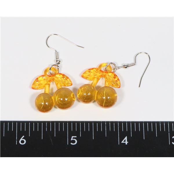 NEW ORANGE CHERRY THEME DROP EARRINGS