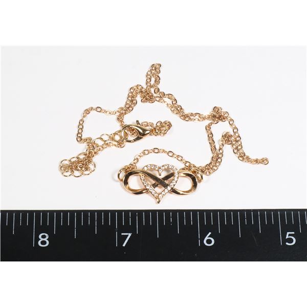 NEW HEART AND INFINITY SYMBOL CHARM NECKLACE