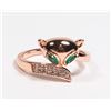 Image 1 : NEW ROSE GOLD TONE SIZE 8 FOX DESIGN RING GREEN