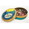 Image 1 : PLANTERS NUT TIN FULL OF ROSARIES & RELIGIOUS