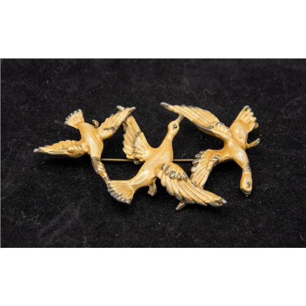 VINTAGE ESTATE 3 BIRD BROOCH