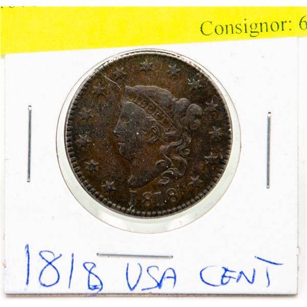 1818 USA EARLY COPPER CENT