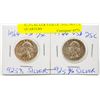 Image 1 : 92.5% SILVER PAIR OF 1944,1964 USA QUARTERS