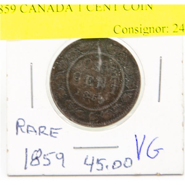 1859 CANADA 1 CENT COIN