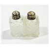Image 1 : PAIR OF OLD SILVER PLATED TOP GLASS SALT & PEPPER