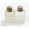Image 1 : PAIR OF OLD SILVER PLATED TOP GLASS SALT & PEPPER