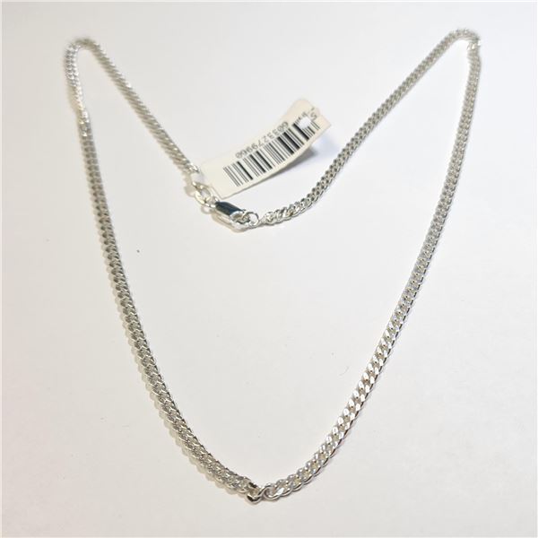 BZ1406-245 SILVER CURB 18  NECKLACE