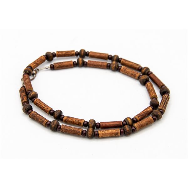 GENUINE HAZELWOOD + BALTIC AMBER NECKLACE L-19.5 