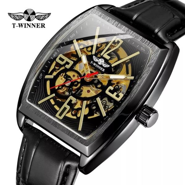 NEW BLACK T-WINNER SKELITAL PERPETUAL MENS WATCH