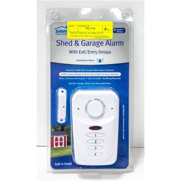 SHED/GARAGE ALARM WITH ENTRY/EXIT DELAY- NO WIRING