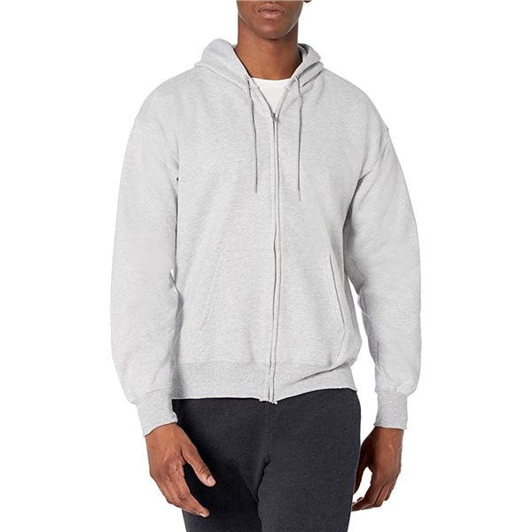 NEW HAYNES SZ LARGE WHITE/GREY ZIP UP HOODIE