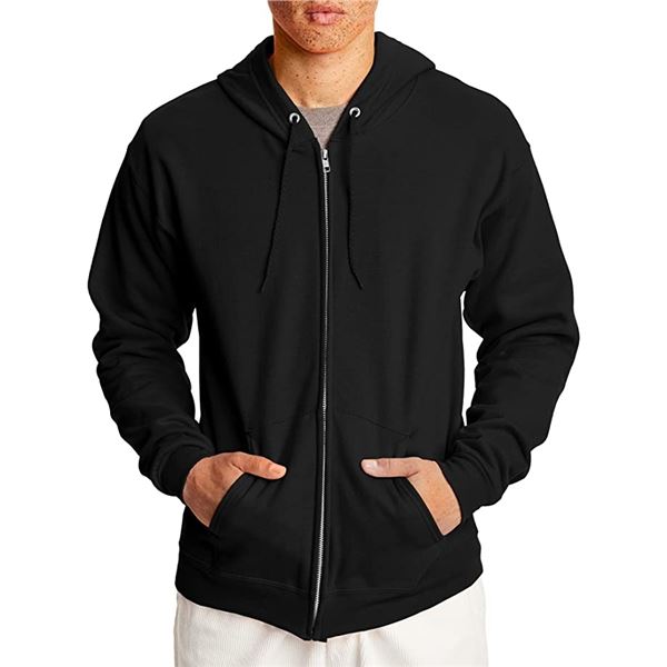 NEW HAYNES SZ LARGE BLACK ZIP UP HOODIE