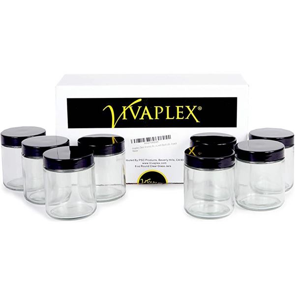 SET OF 8 NEW VIVAPLEX 8 OUNCE GLASSES WITH LIDS