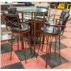 Image 1 : BAR HEIGHT ROUND GLASS TABLE W. 5 MATCHING CHAIRS