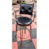 Image 2 : BAR HEIGHT ROUND GLASS TABLE W. 5 MATCHING CHAIRS