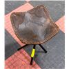 Image 1 : LEATHER CARVED COLLAPSIBLE STOOL