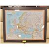 Image 1 : 34" X 28" EUROPE MAP WITH BLACK FRAME