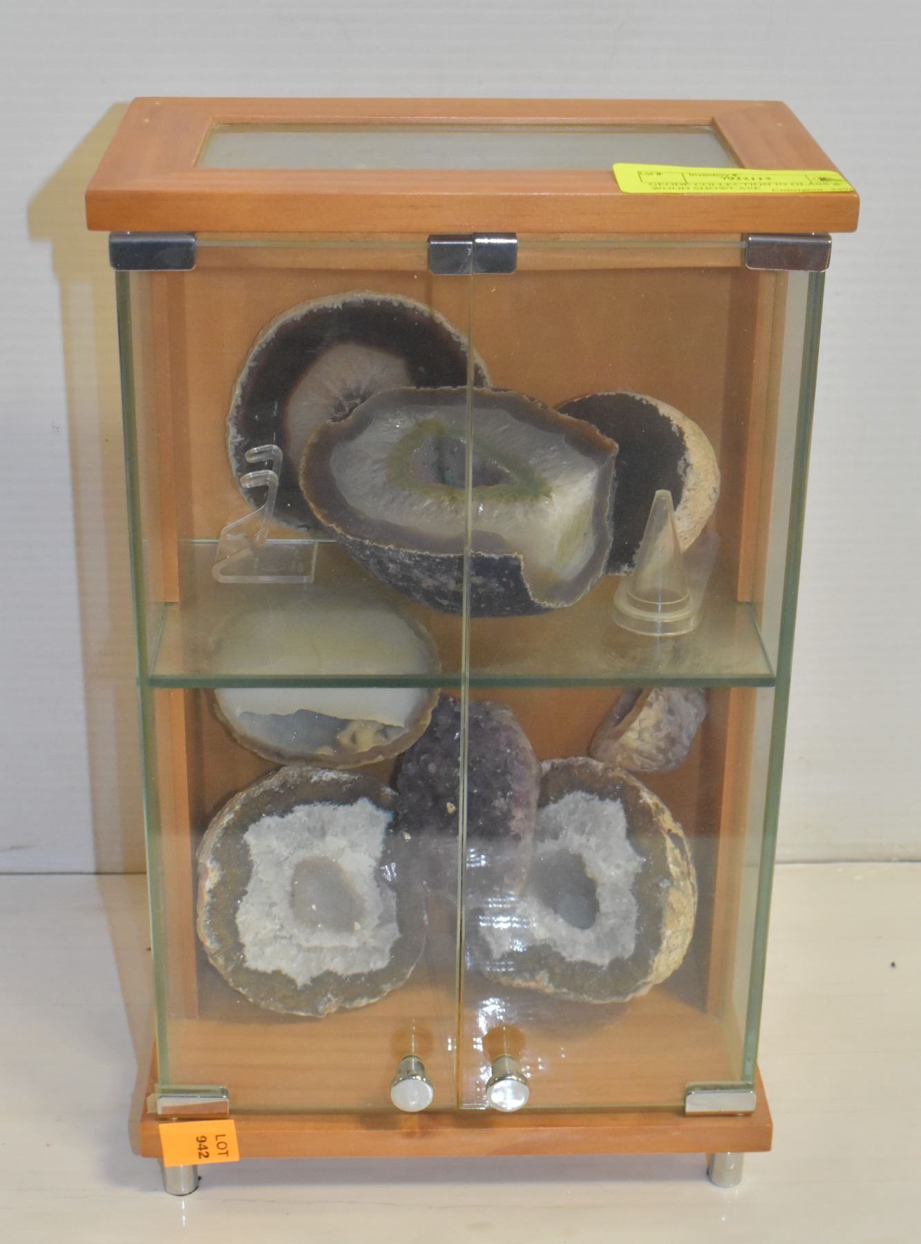 Geode Collection Pics GEODE COLLECTION IN GLASS & WOOD SHOWCASE