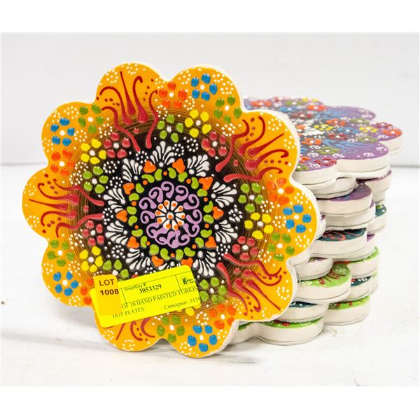 LOT OF 10 HAND PAINTED TURKISH HOT PLATES