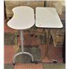 Image 1 : PAIR OF WHITE ROLLING COSMETIC STYLE TABLES H-32"
