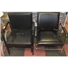 Image 1 : 2 BLACK RECLINING SALON STYLE CHAIRS - AS IS