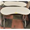 Image 1 : PAIR OF WHITE ROLLING COSMETIC STYLE TABLES H-32"