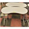 Image 1 : PAIR OF WHITE ROLLING COSMETIC STYLE TABLES H-32"