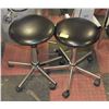 Image 1 : PAIR OF BLACK LEATHERETTE STOOLS ON WHEELS