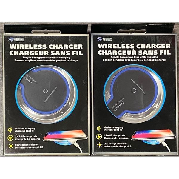 LOT OF 2 DIAMOND VISION WIRELESS CHARGERS- NEW IN COMPATIBLE WITH IPHONE X|MAX|XS|XR|X|8|8+ SAMSUNG 