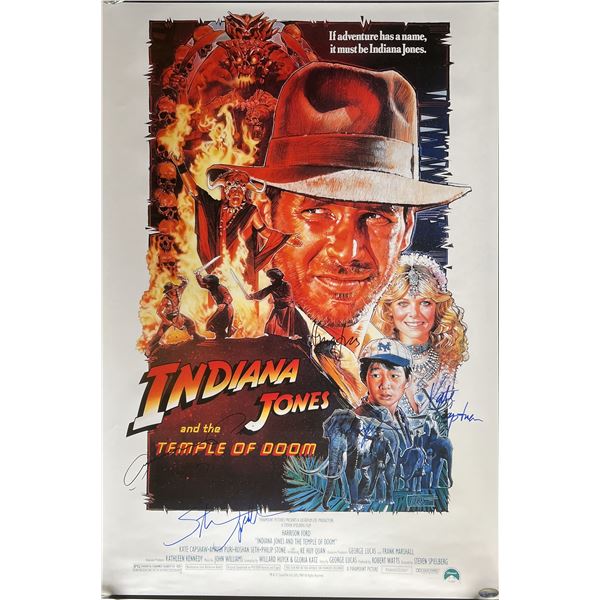 Indiana Jones And The Temple Of Doom cast signed movie poster