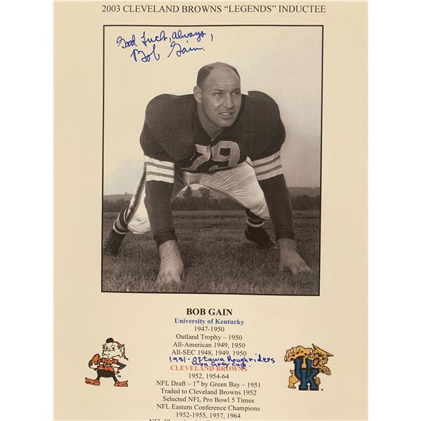 Cleveland Browns Bob Gain signed photo