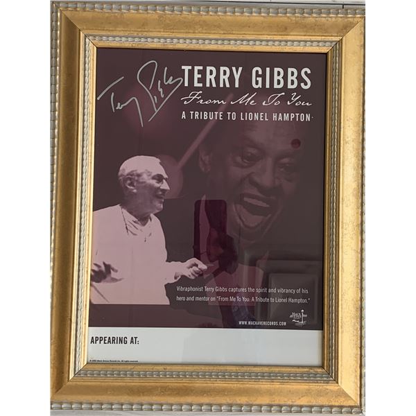 Terry Gibbs signed concert poster in custom frame