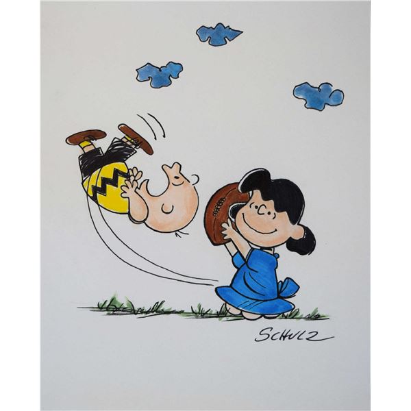 Charles Schulz Charlie Brown & Lucy original signed drawing
