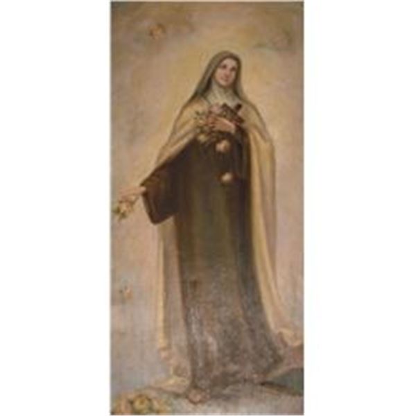 La Sainte avec anges peinture ancienne - The Saint Lady with angels antique painting on canvas
