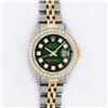 Image 2 : Rolex 2T YG/SS Green Vignette VS 1 ctw Diamond Oyster Perpetual Datejust Wristwa