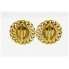 Image 2 : Chanel Gold-tone Metal Round Quilt Curb Chain Clip-on Earrings