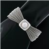 Image 6 : Estate 18k White Gold 6.5" Wide Scrunched Mesh Link Bracelet w/ 10mm Mabe Pearl