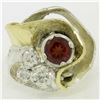 Image 2 : 18k Yellow Gold and Sterling Silver 2.73 ctw Garnet and Diamond Cocktail Ring