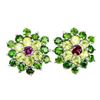 Image 1 : Natural Rhodolite Chrome Diopside Peridot Earrings