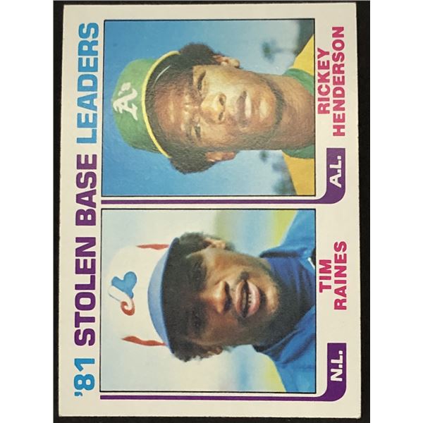 1982 TOPPS Tim Raines/Rickey Henderson LL (HOF)