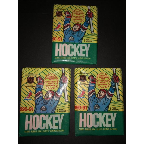 1990-91 O-PEE-CHEE NHL wax packs (3)