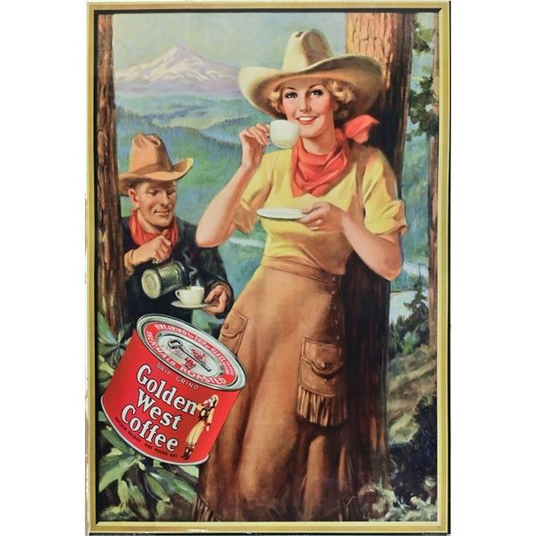 Golden West Coffee Cowgirl Advertising Print