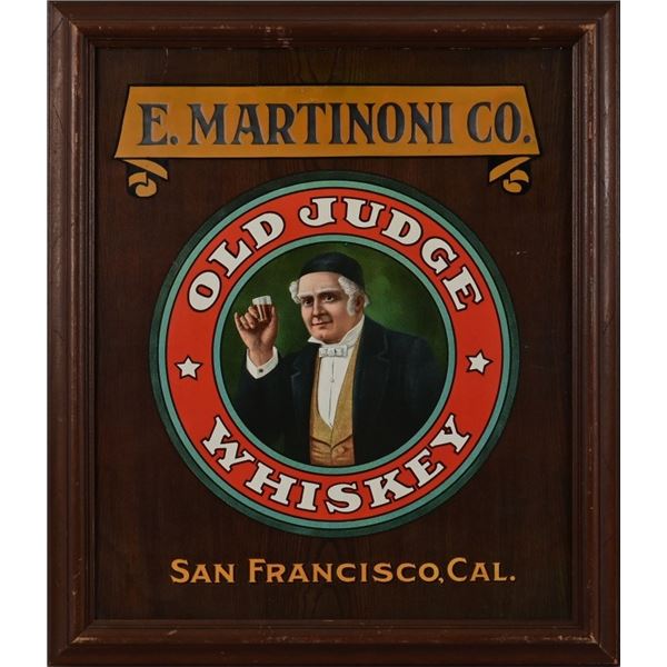 Old Judge Whiskey Lithograph Tin Sign California