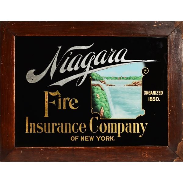 Niagara Fire Insurance Co. Framed Reverse Glass Ad