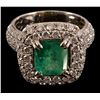 Image 1 : 18K White Gold Diamond & Emerald Ring