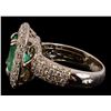Image 2 : 18K White Gold Diamond & Emerald Ring