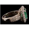 Image 3 : 18K White Gold Diamond & Emerald Ring