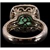 Image 4 : 18K White Gold Diamond & Emerald Ring