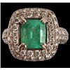 Image 7 : 18K White Gold Diamond & Emerald Ring