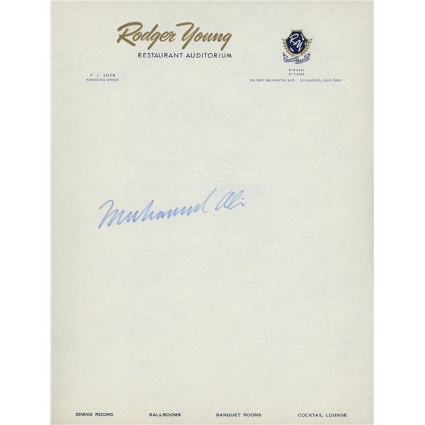 Muhammad Ali signed Rodger Young letterhead